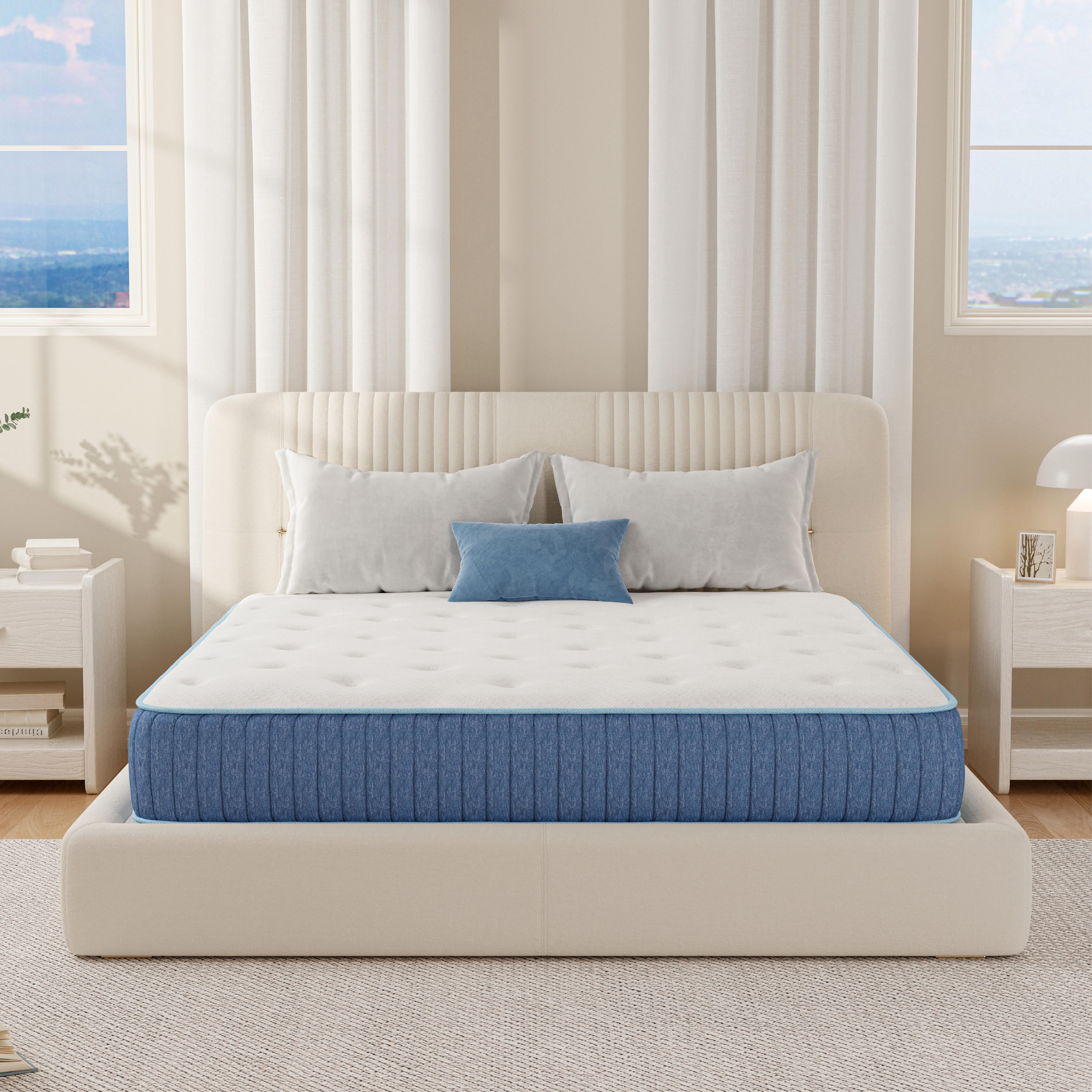 EGOHOME ChillWeave King Mattress, 10" Hybrid Mattress in a Box, Medium
