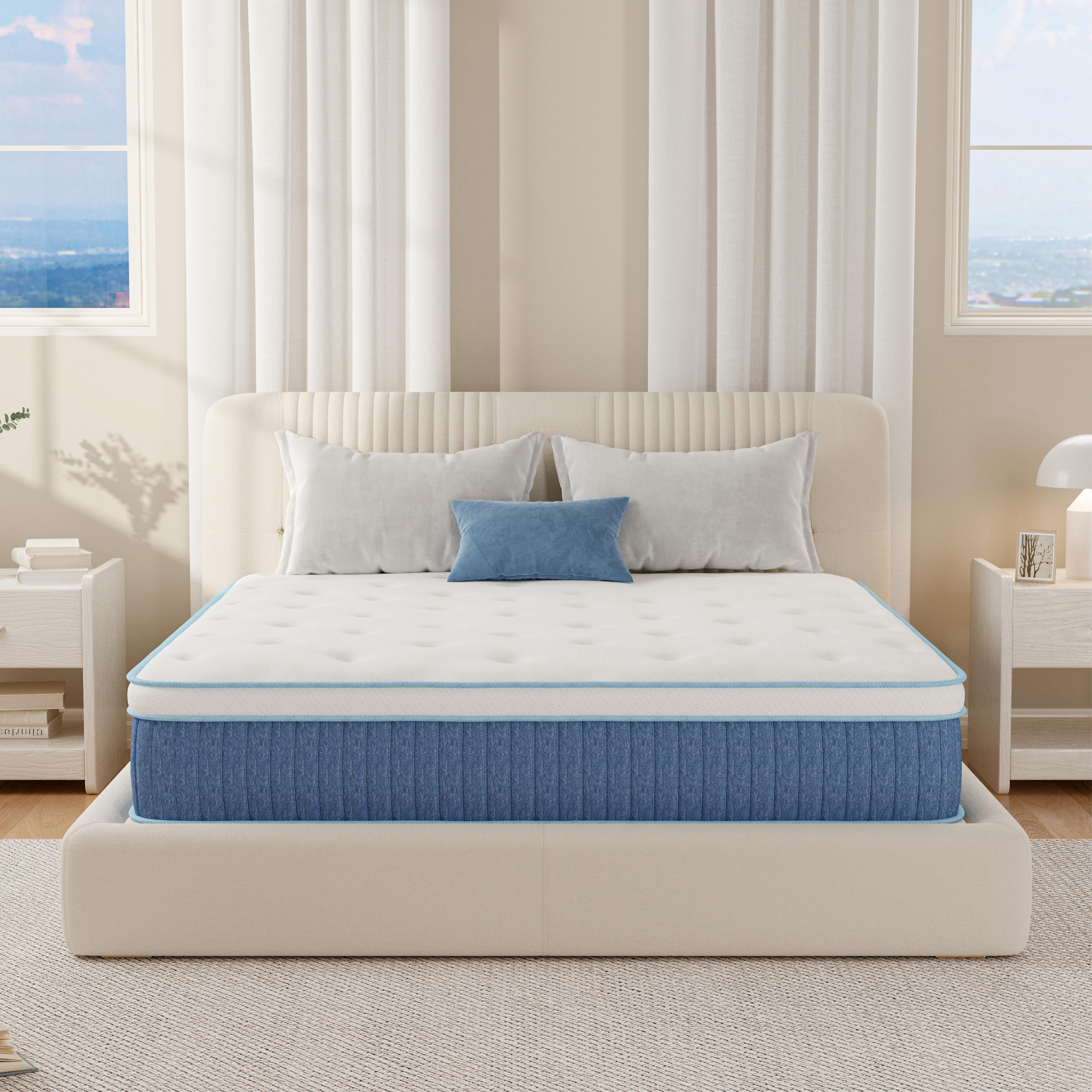 EGOHOME ChillWeave Queen Mattress, 12" Hybrid Mattress in a Box, Medium