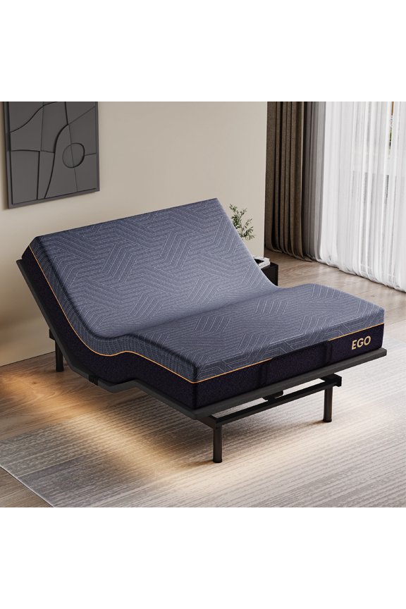 Twin XL Adjustable Bed Frame and 12 inch Memory Foam Mattress-Electric, Remote Control, Medium