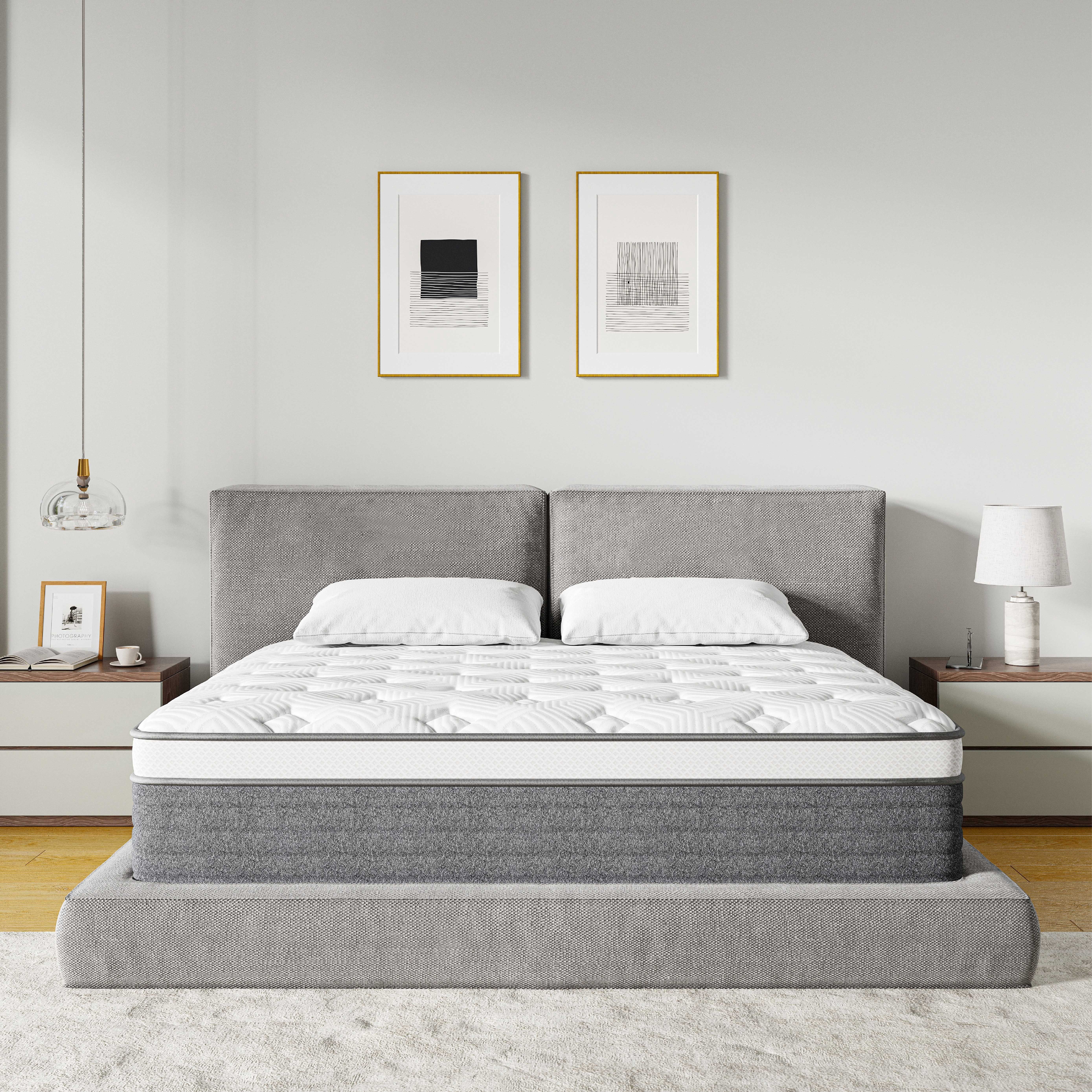 EGOHOME StarryRest Full Mattress, 14" Hybrid Mattress in a Box, Medium, Gray