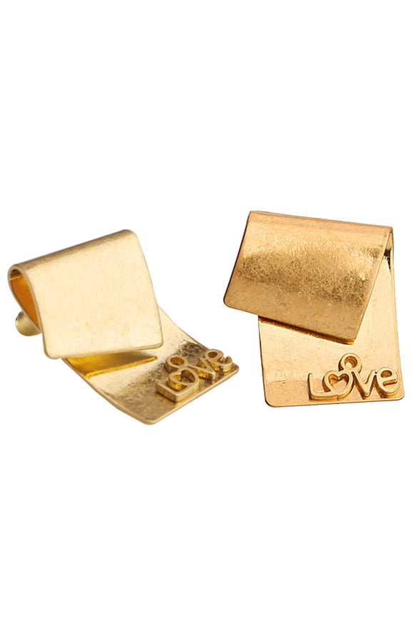 1 Pair Golden Exaggerated Ear Studs Geometric Copper Letter Eardrop Irregular Square Earrings for Women Wearing