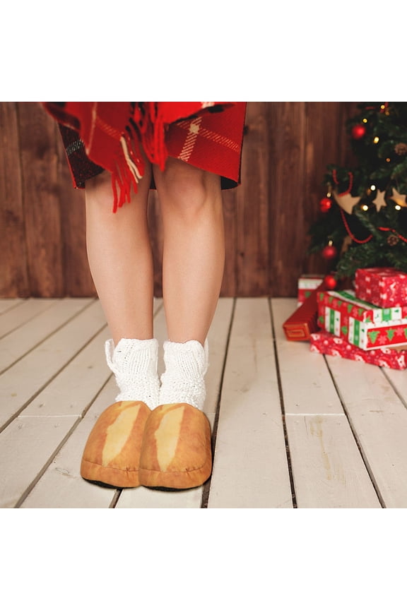 1 Pair Winter Slippers Non-slip Slippers Bread Slippers Sponge Shoes for Home