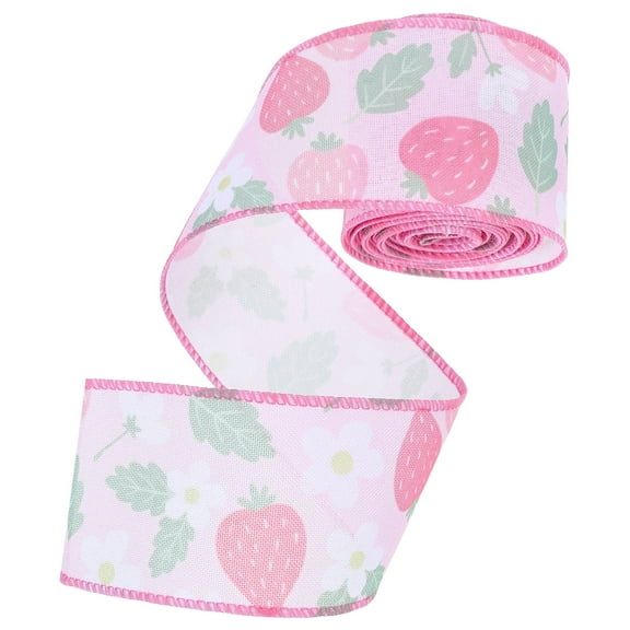 MLINS 1 Roll Delicate Strawberry Ribbon For Present Wrapping Summer Fruit Ribbon Diy Crafts Stylish Strawberry Theme Polyester Strap For Present Packaging 5 Yards