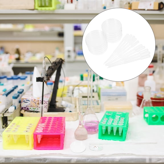 MLINS 1 Set Clear Plastic Petri Dishes with Pipettes Cell Culture Dish Deep Petri Dishes with Lids for Lab, Science, Experiment