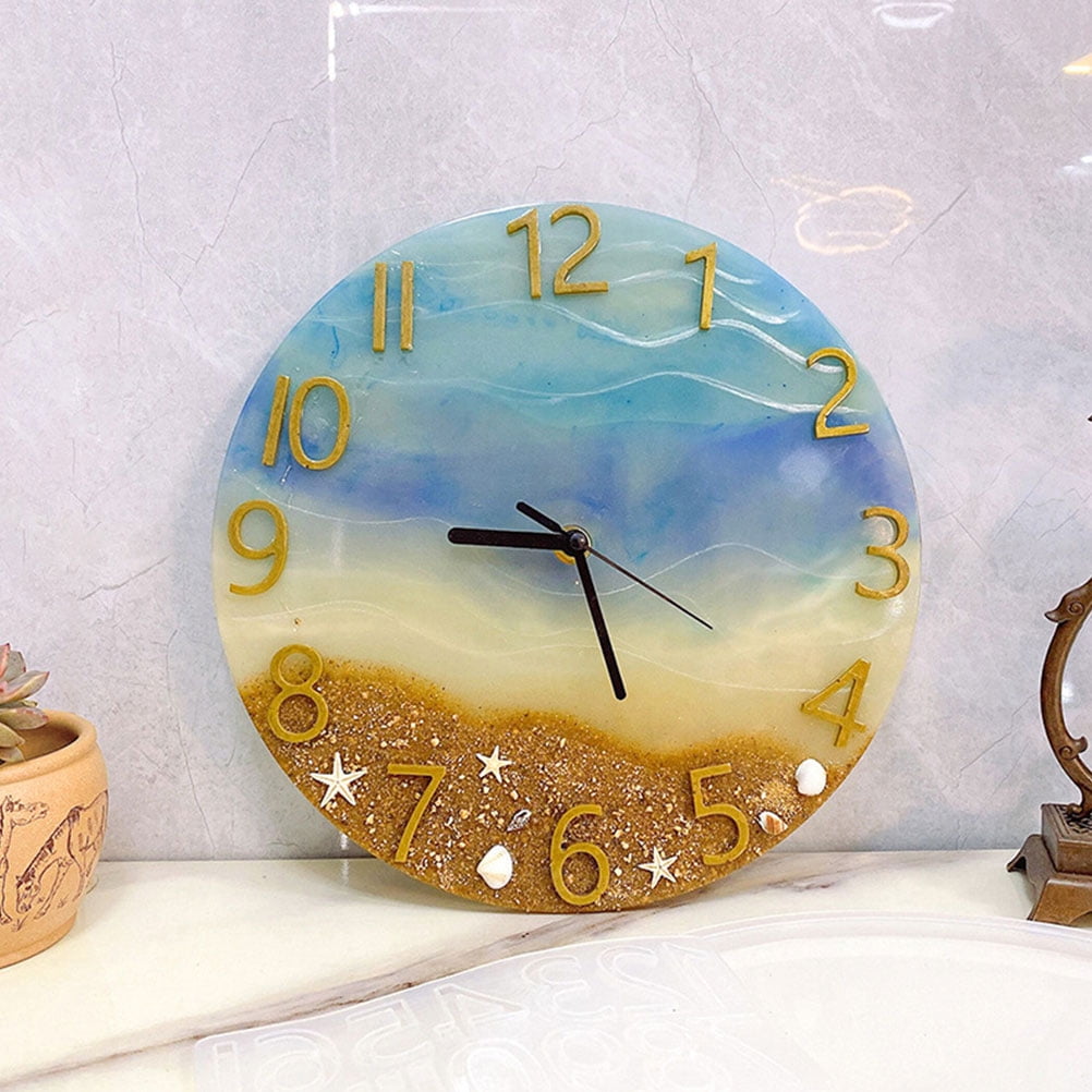 MLINS 1 Set Clock Making Round Silicone Mold with Numerals Casting Mold ...