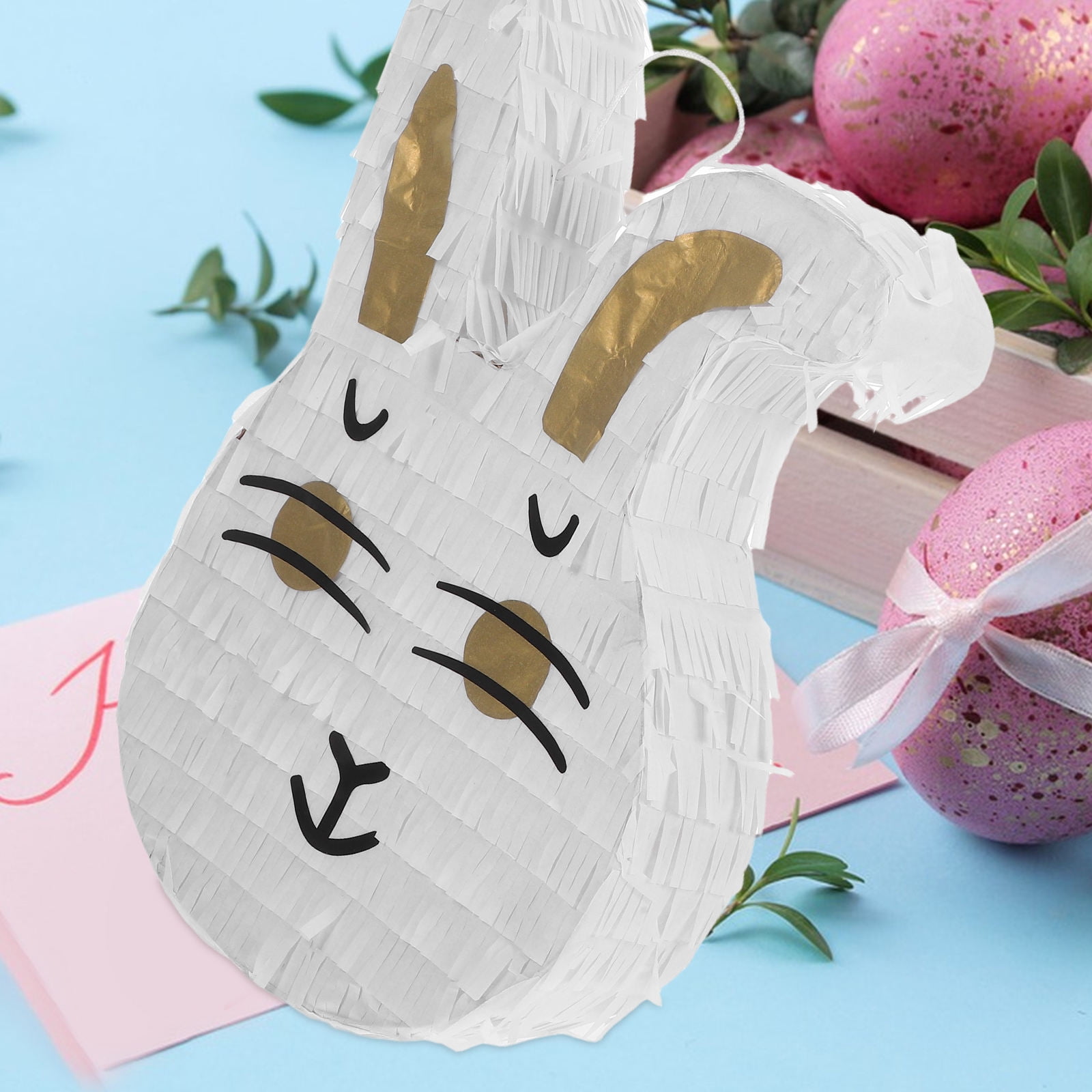 MLINS 1 Set Cute Bunny Pinata Easter Rabbit Shaped Pinata with Stick Hanging Ornament for Easter Events Family Activities Kids' Birthday Parties