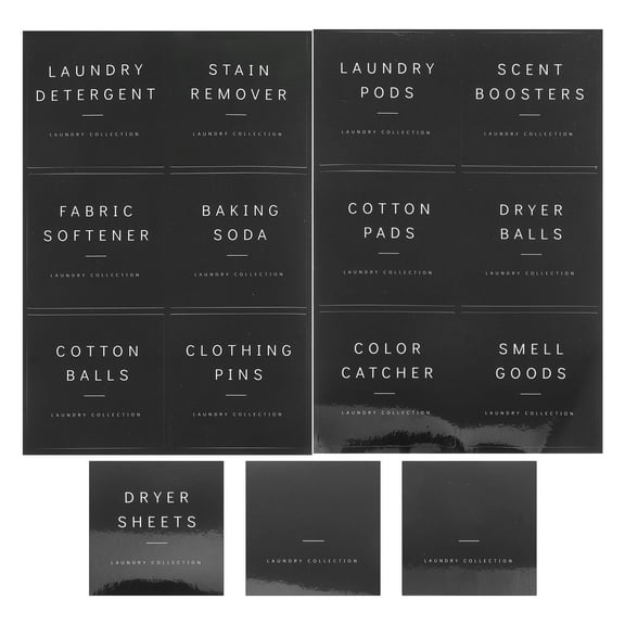 KONTONTY Black Laundry Stickers for Jars and Bottles, Easy to Use Paper Labels for Quick Identification and Organization
