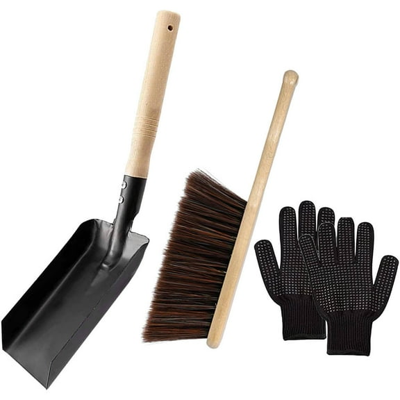 KONTONTY Fireplace Ash Shovel And Brush Set Multi 1Set 14.54X3.93X1.18in