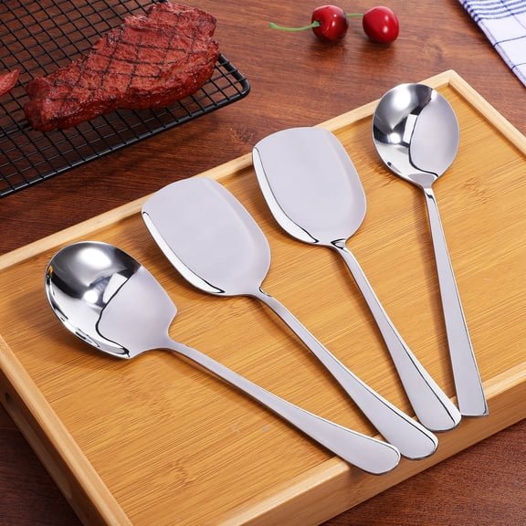 MLINS 1 Set Large Stainless Steel Serving Spoons Rice Spoon Soup Spoon Utensils Buffet