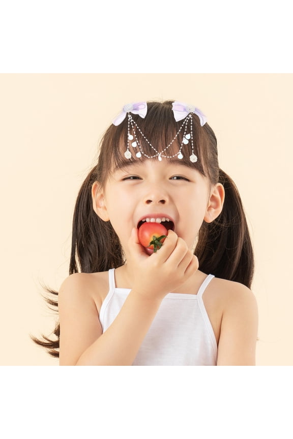 1 Set Mermaid Hair Bow Clips For Girls Cute Mermaid Tassel Forehead Chain Kids Headpieces For Birthday Party Accessories