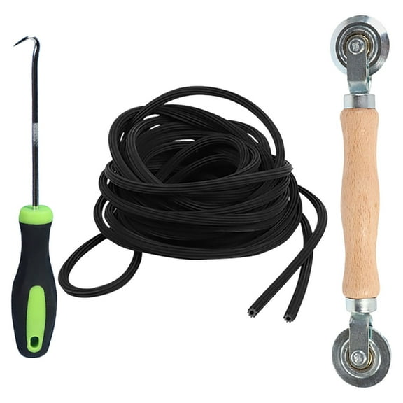 MLINS Wood Handle Screen Repair Tool Kit with Spline Roller for Sliding Doors and Windows Various Sizes