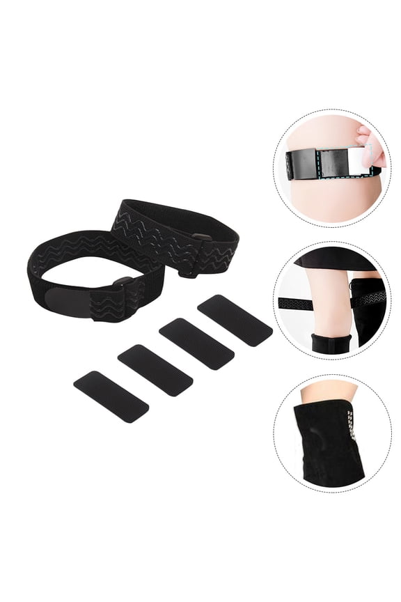1 Set of Adjustable Boot Straps Elastic Cord Self-adhesive Straps for Lady Black