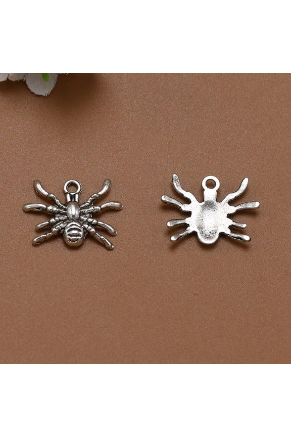 10 PCS Charm Pendant Spider Charms for Jewelry Making Silver