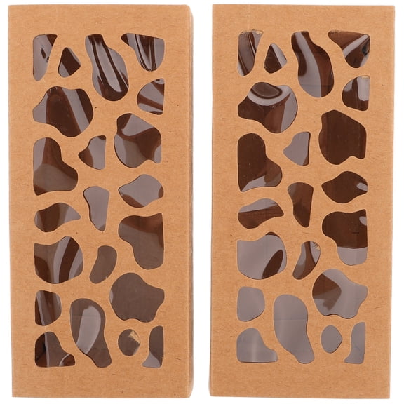 MLINS 10PCS Brown Paper Macaron Boxes with Window Elegant Cutout Design Ideal for Gift Packaging and Storage