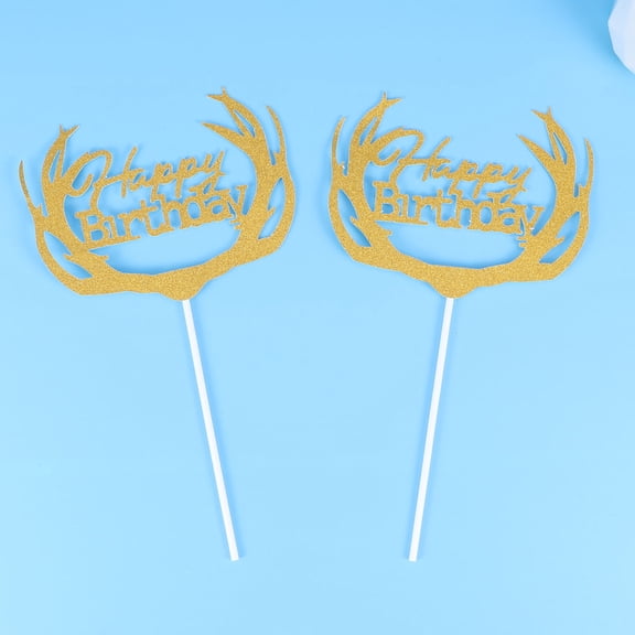DINHEAROM Happy Birthday Cupcake Toppers Golden Cupcake Decoration Bakers Birthday Party 10pcs