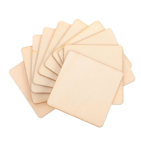 MLINS 10 Pcs Blank Business Cards Toy Square Wood Chips DIY Crafts 15X15cm Light Brown
