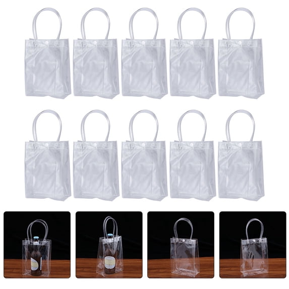 MLINS 10 Pcs Clear Bag Wine Supply with Bags Shopping Transparent