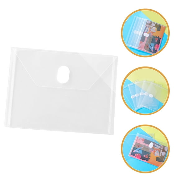 YUYUETIME 10Pcs Transparent Plastic File Envelopes with Closure for Efficient Document Storage