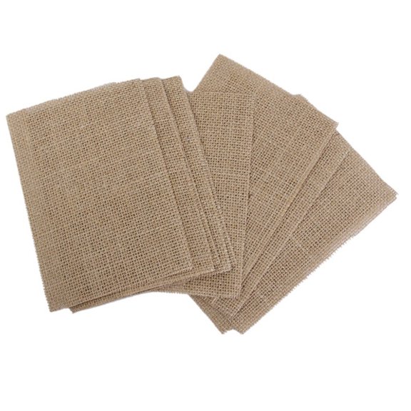 YUYUETIME 10Pcs Burlap Table Mats Brown Coffee Dining Mat for Home Or Wedding Decor