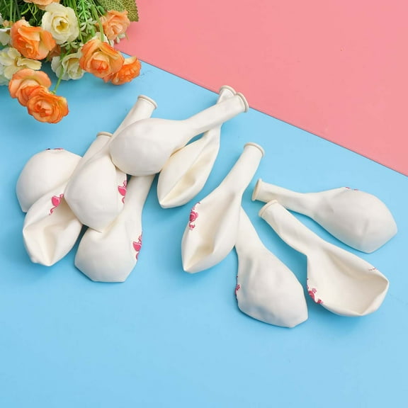 MLINS 10 Pcs Flamingo Balloons Set 12 Inch Hawaii Summer Printing Balloons Birthday Party Favors Latex Balloons with Pink Ribbon for Wedding Birthday Party Decoration Supplies