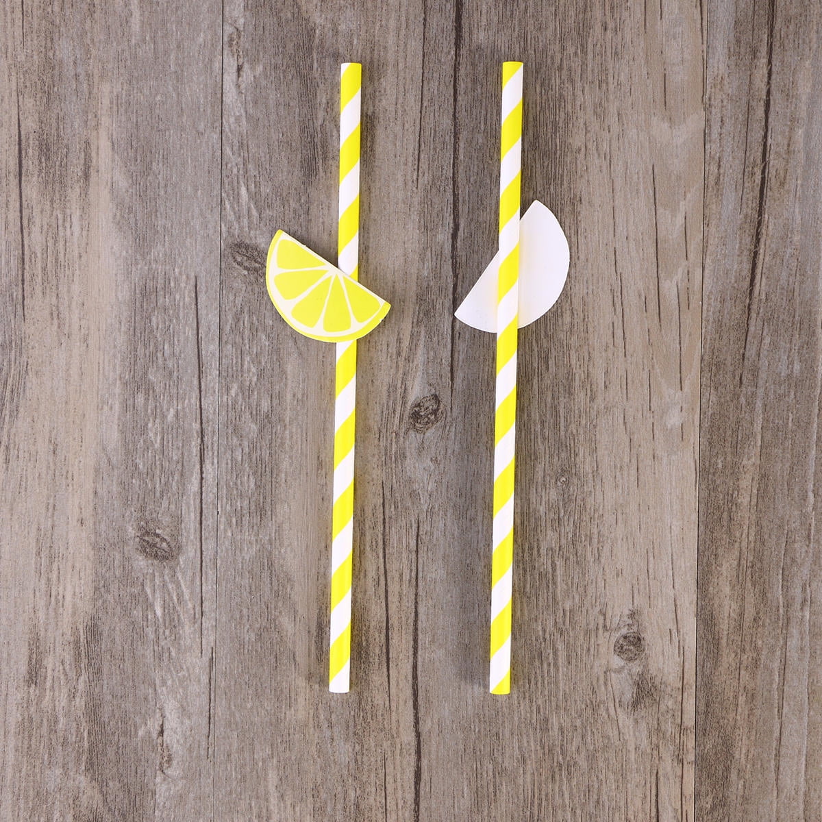 MLINS 10 Pcs Hawaiian Party Paper Straws Decorative Drinking Straws Luau Party Table Decor BBQ Hawaiian Theme Decoration Lemon (Yellow)