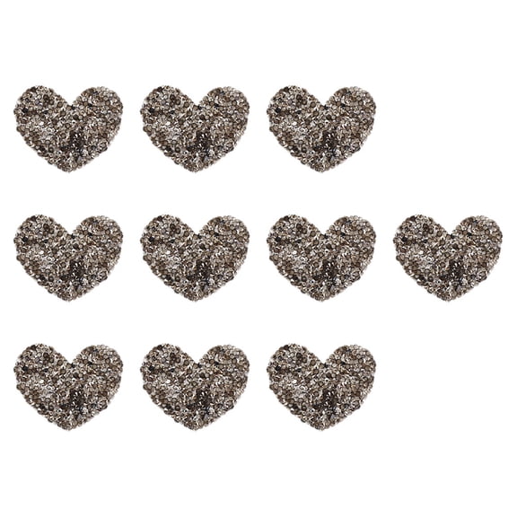 MLINS 10 Pcs Heart-Shaped Rhinestone Stickers Patches Heat Transfer Accessories for Clothing Decoration Grey