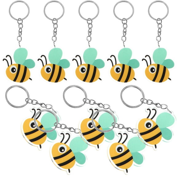 MLINS 10 Pcs Keychain Pendant Bee Keychain 4.50X4.20X0.20CM Yellow
