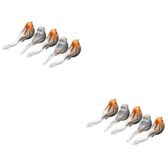 MLINS 10 Pcs Lifelike Scene Statues Lovely Bird Ornaments Simulated Sparrow Adornments