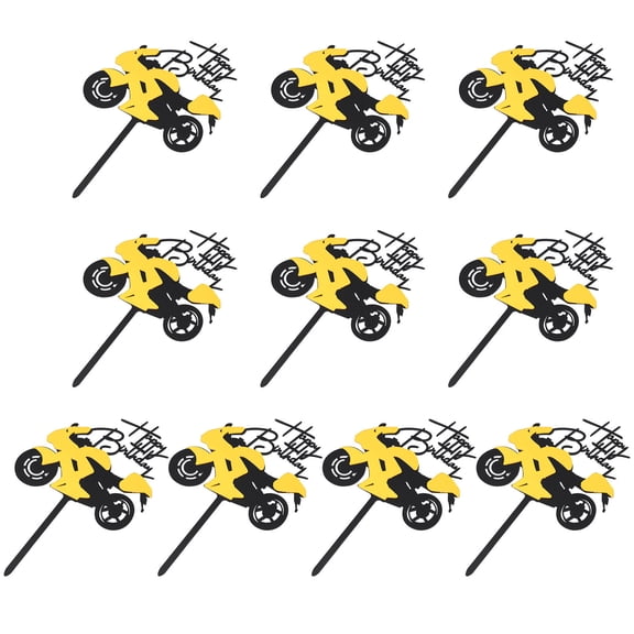 FELTECHELECTR Cake Toppers Acrylic Black 10Pcs 6X4In