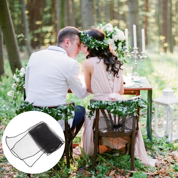 MLINS  10 Pcs Organza Streamer Wrapping Decoration Bridegroom Black