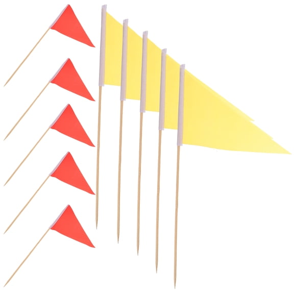 MLINS  10 Pcs Red Flags Lawn Marking Triangular Ground Benchmark