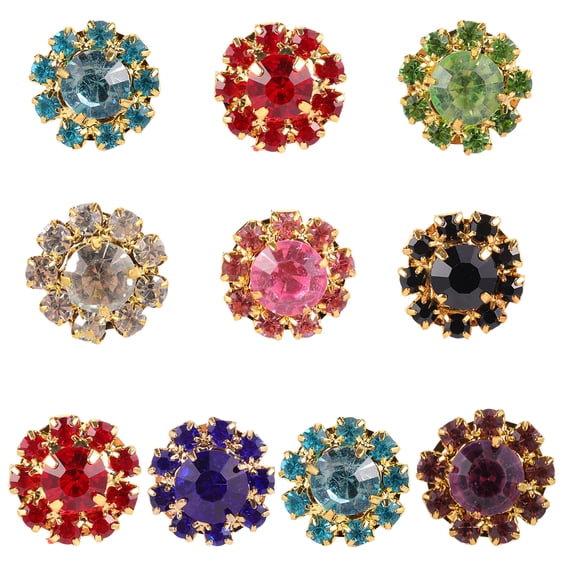 MLINS  10 Pcs Rhinestone Button Sunflower Jean Buttons Embellishments Fidget Ring
