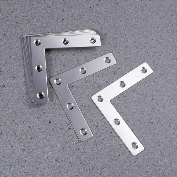 MLINS 10 Pcs Stainless Steel Fixed Plate Flat Iron Bracket Corner Angle Brackets