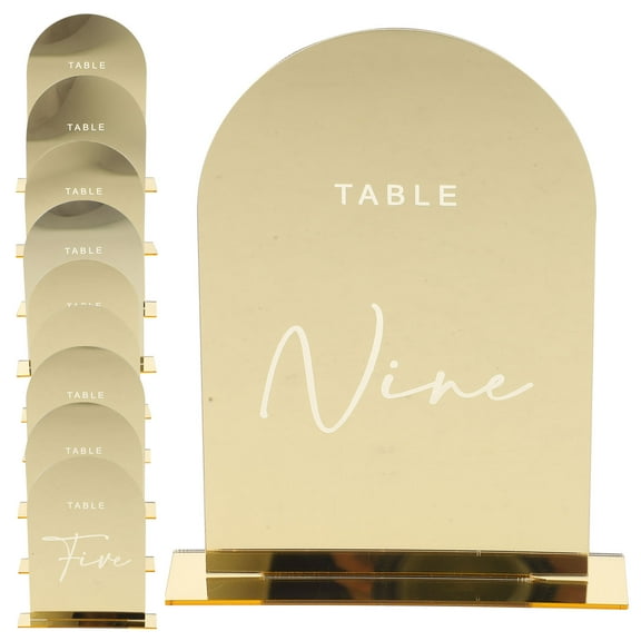 MLINS 10 Pcs Table Number Holders Decor Wedding Coffee Sign Digital Signage Golden