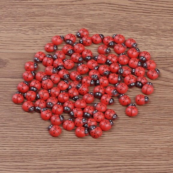MLINS 100 Pcs SelfAdhesive Ladybugs Red Wooden Stickers for DIY Decoration Crafting and Garden Use