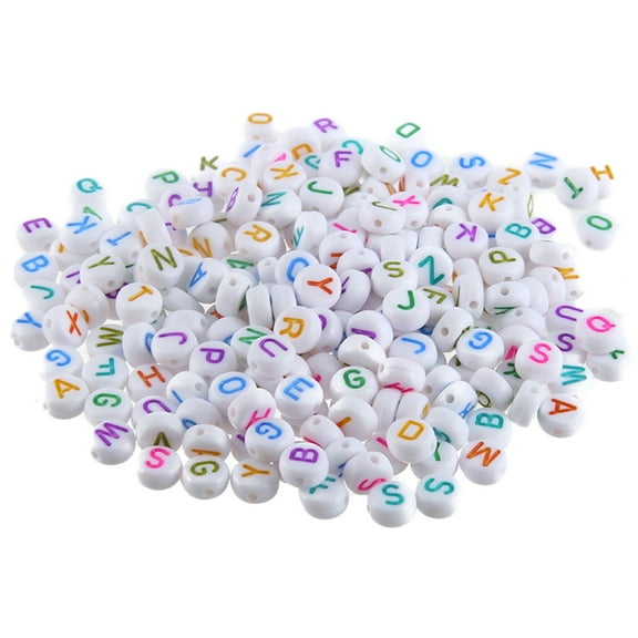 MLINS 1000PCS Acrylic Colorful Alphabet Beads Round Letter Beads Charms for DIY Loom Bands Bracelets and Jewelry Making 7 x 4 mm