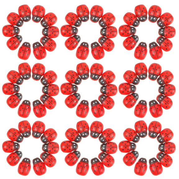 MLINS 100PCS Red Mini Simulation Ladybugs Toy for Kids DIY Garden Decoration Resin Ornaments