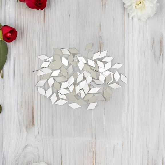 KONTONTY Mirror Wall Decals with Acrylic Material for Home Decor Silver Color Adds Depth and Brightness 100pcs