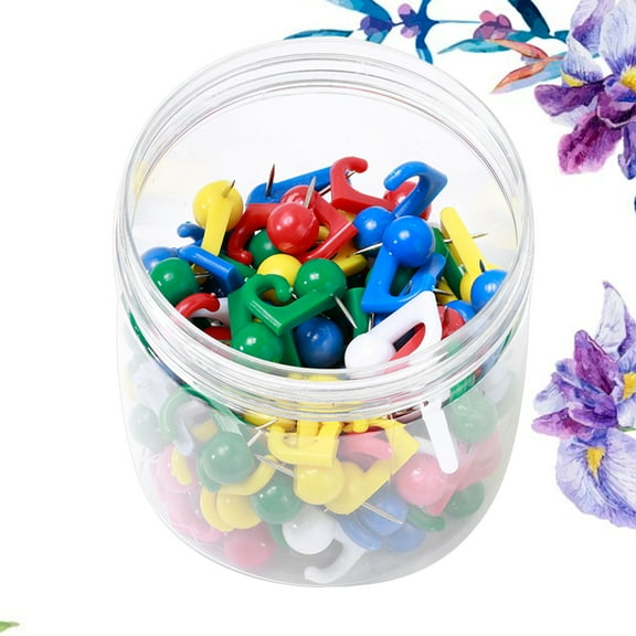 MLINS 100pcs Assorted Color Map Push Pins Plastic and Stainless Steel for Home and Office Use