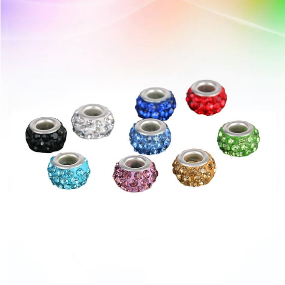 MLINS 100pcs DIY Beads Big Hole Glass Rhinestone Inlaid Beads for Bracelet Necklace Making (Mixed Color)