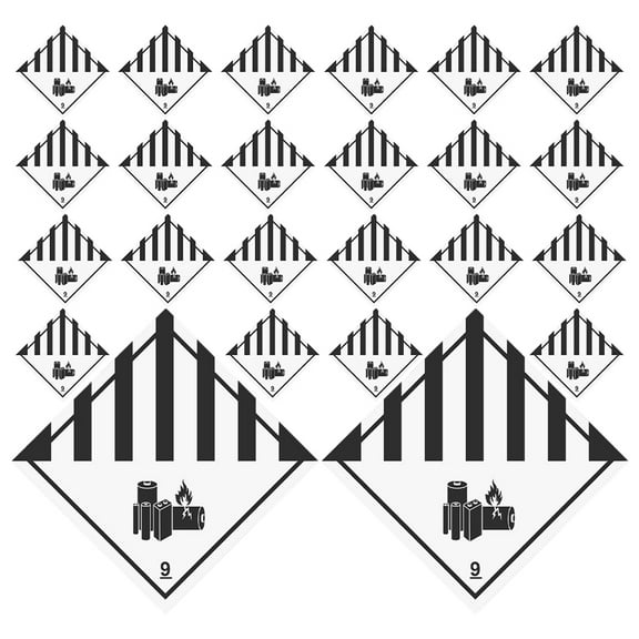 MLINS 100pcs Self Adhesive Class Hazmat Labels Noticeable Warning Stickers For Hazardous Shipping Writable And Easy To Apply For Battery Packaging And Fire Safety