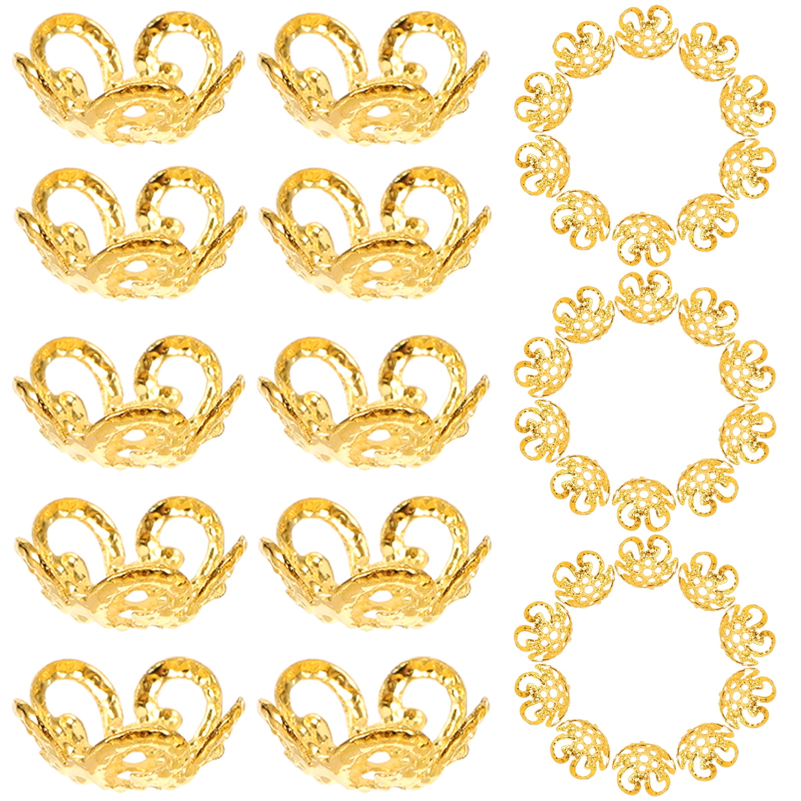 MLINS 100pcs Spacer Beads Caps Metal Flower Bead Caps Bracelet Necklace Bead Caps