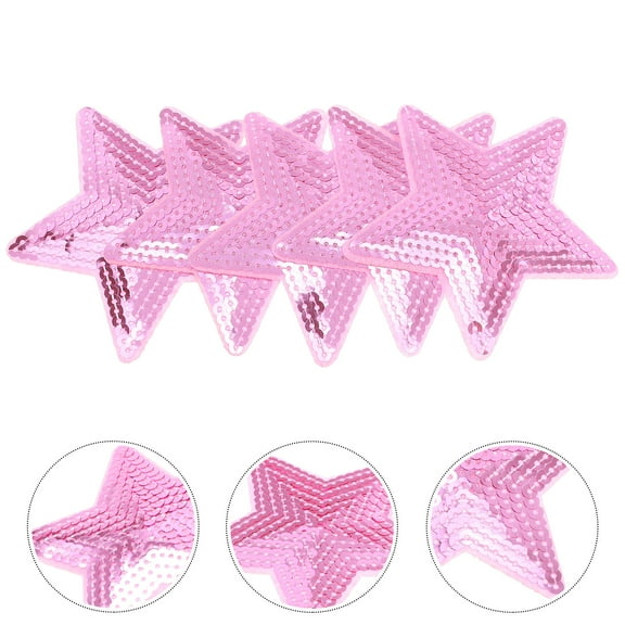 MLINS 10PC Pink Star Shape Sewing Patches for Clothes Craft Decoration Polyester Appliques