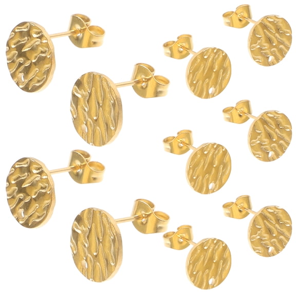 DINHEAROM Stainless Steel Earring Posts Golden 10Pcs for DIY Earring Making