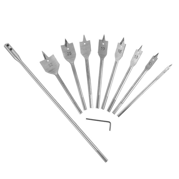 MLINS 10Pcs Flat Drill Bits for Woodworking and Model Making in High Carbon Steel
