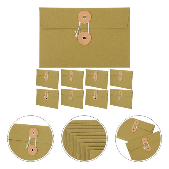 MLINS 10Pcs Retro Paper Pockets Bags Unique Envelopes Postcard Holders