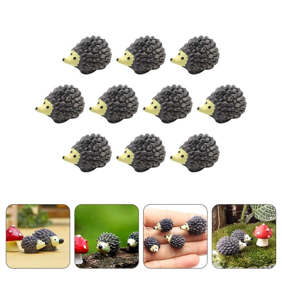 MLINS 10Pcs Small Hedgehog Figurines Small Animal Ornaments Potted Plants Decorations