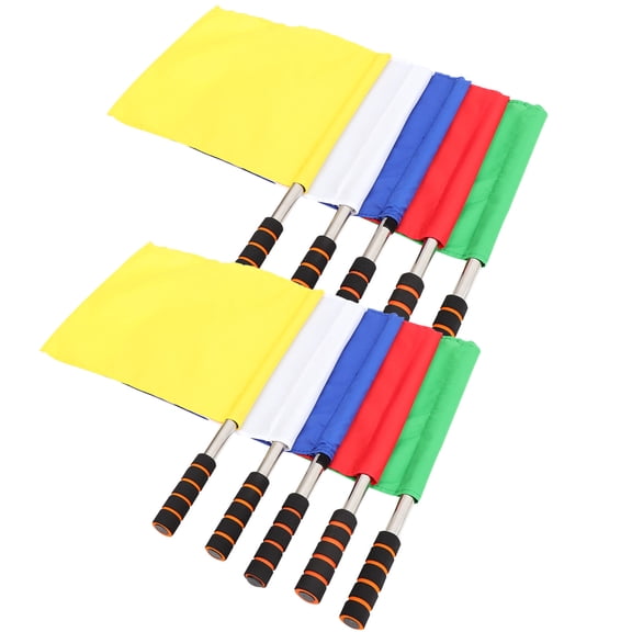MLINS 10Pcs Soccer Referee Flags Match Handheld Flag Signal Flags Football Training Border Flag
