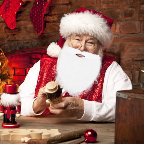 AURARMLET Santa Faux Beards Polyester Props for Performance Christmas Party 10Pcs 11x7In