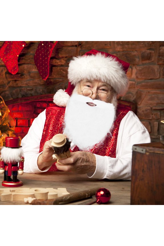 Santa Faux Beards Polyester Props for Performance Christmas Party 10Pcs 11x7In